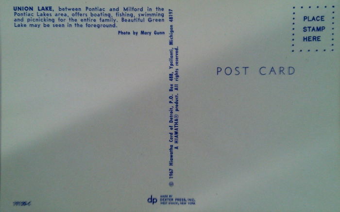 Union Lake Motel - Old Union Lake Post Card
